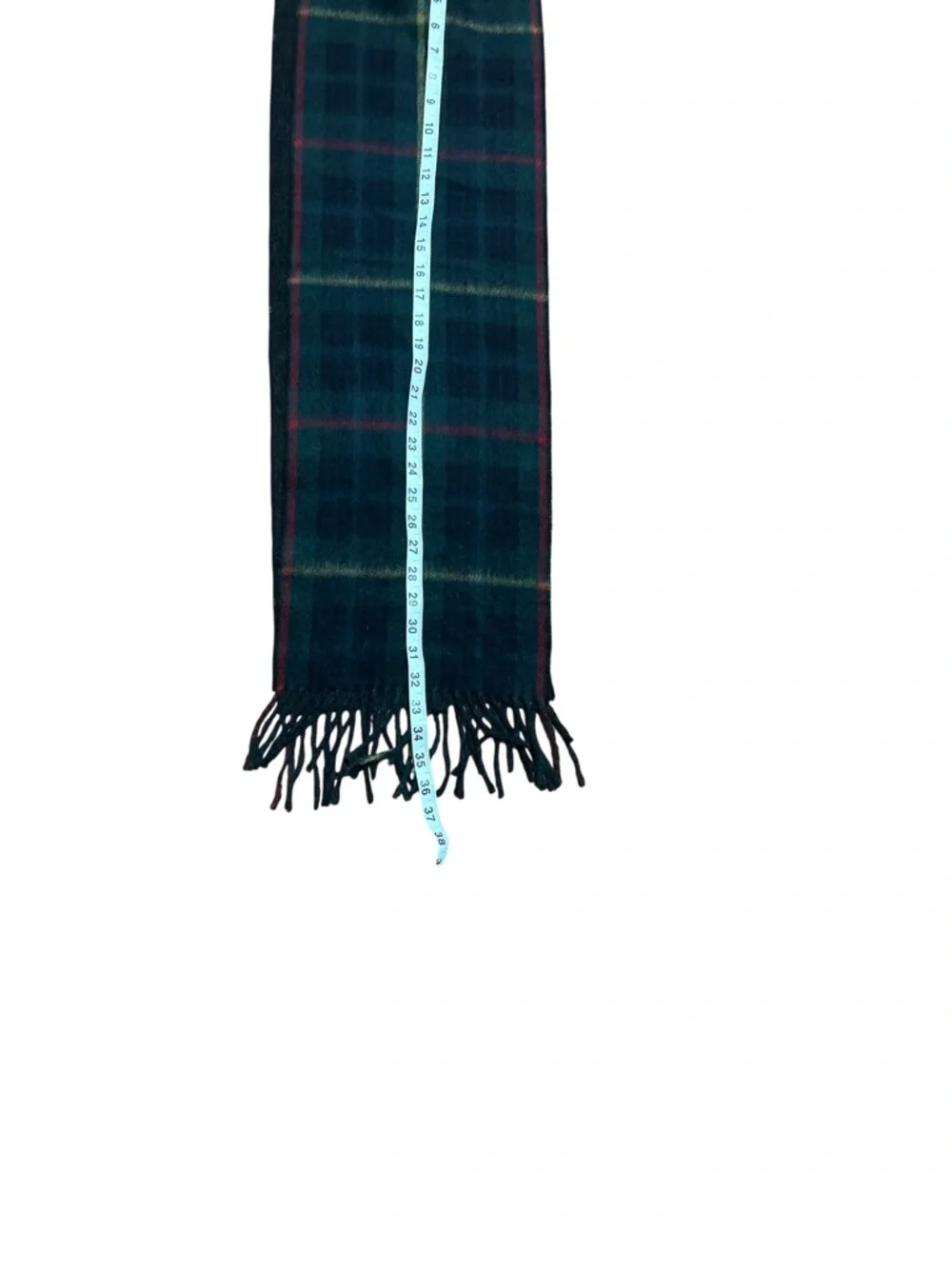 Polo Ralph Lauren Reversible Lambswool Blend Plaid Scarf Green Grey Fringe